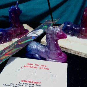 🐸🐸handcrafted epoxy made unicorn incense sticks holder
